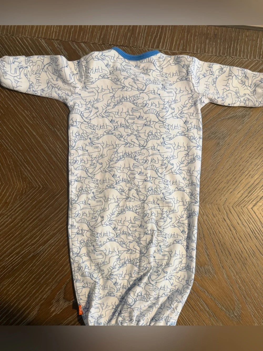 Magnetic Me White Gown with Blue Dinosaur Outline